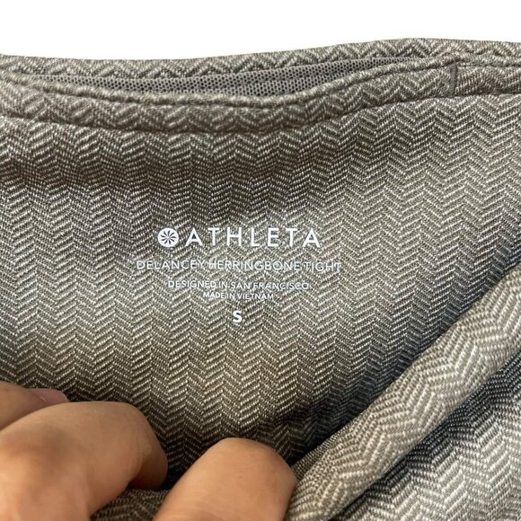 Athleta Delancey Herringbone Tight Leggings Black Abalone Grey Fitted Pants S - Picture 4 of 11